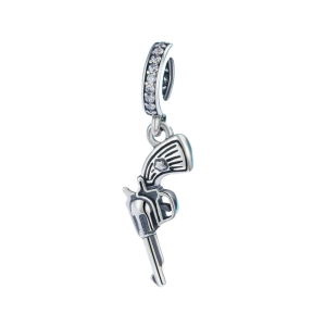 925 sterlingsilver revolver-hängsmycke för ett västerländskt halsband