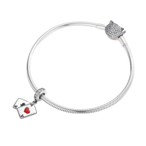 925 sterlingsilver spelkortberlock-anhäng för westernhalsband med zirkonaccenter