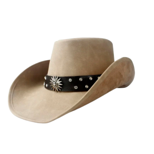 Beige läder cowboyhatt med solstråleaccent