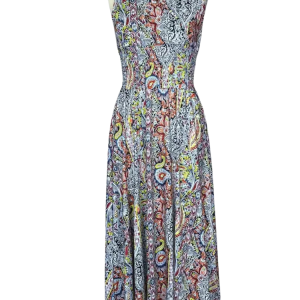 Boho blomstrig ärmlös maxiklänning västerländsk sommarstil