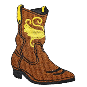 Brun cowboystövel broderad patch