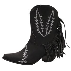 Dam retrofransade cowboy-ankelboots