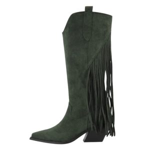Dams fransade cowboy boots med hög kilklack