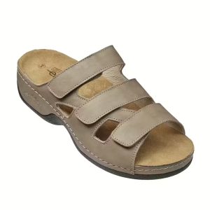 Embla Damsandal Ergoflex Beige tre kardborreremmar