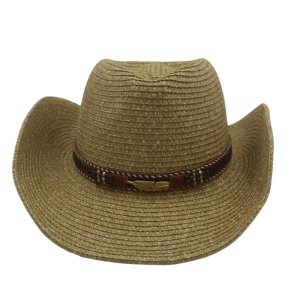 Halmcowboyhatt med fjäderaccentsband