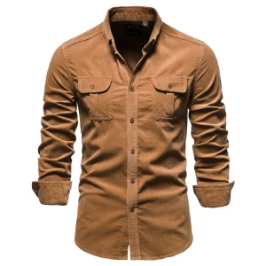 Herr western corduroy långärmad skjorta