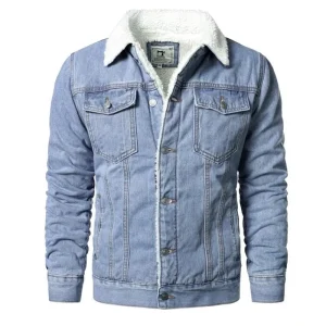 Herr western cowboy fleecefodrad denimjacka