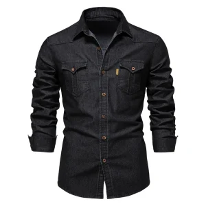 Herr western denim långärmad skjorta