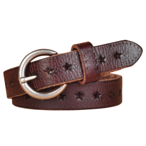 Kvinnors western läderbälte med ihålig stjärndesign