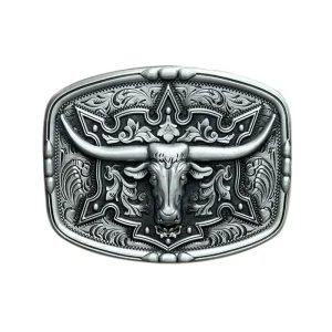 Longhorn tjur western bältespänne med intrikata detaljer