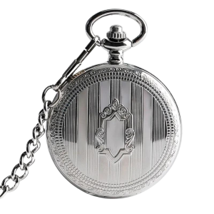 Lyxigt mekaniskt fickur i silver med skelettdesign