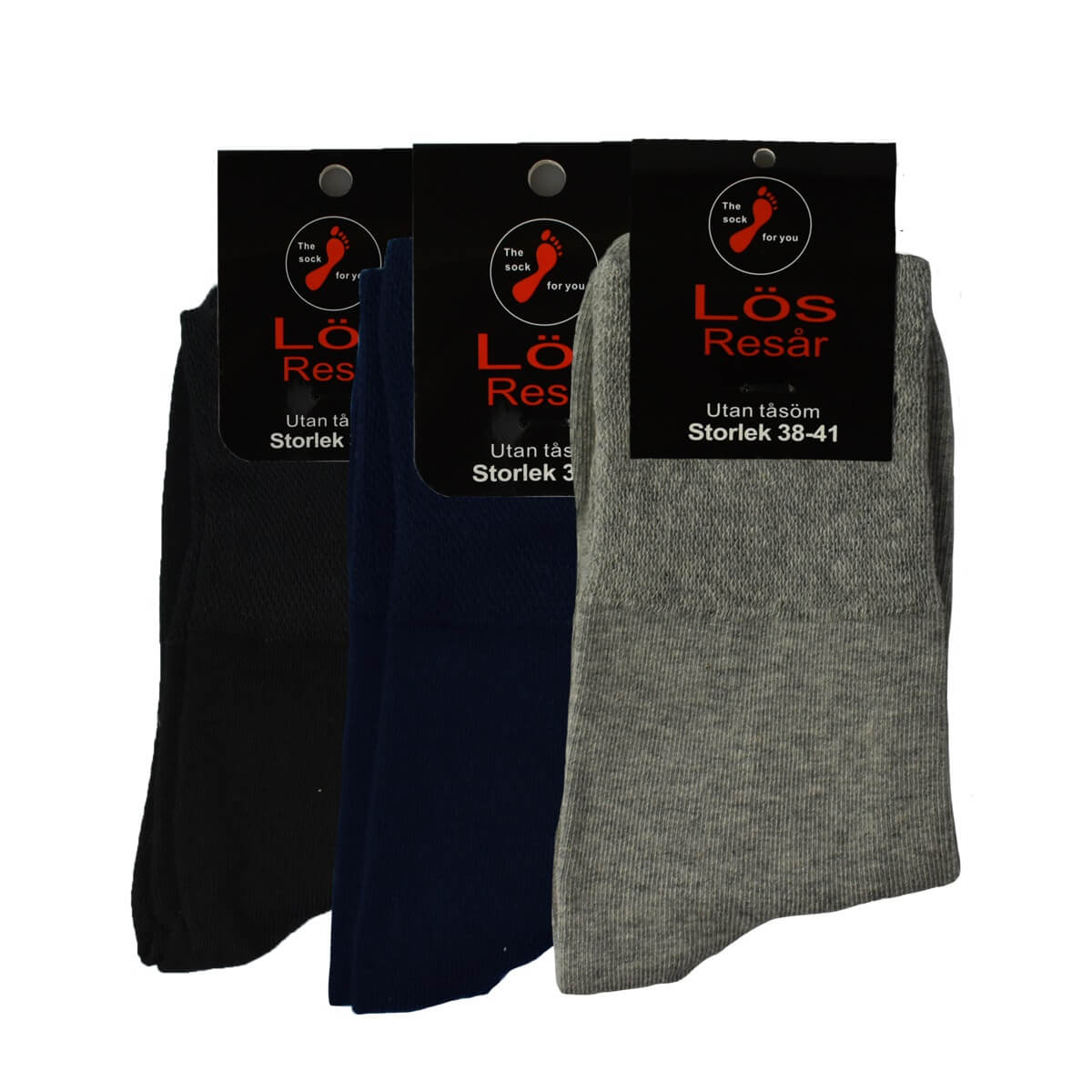 Markoma 3-pack Bomullsstrumpor Lös Resår Mörk Mix - Bild 2