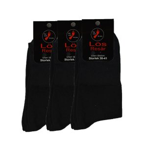 Markoma 3-pack Bomullsstrumpor Lös Resår Svarta