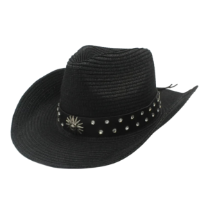 Nålade strå cowboyhatt med westernstjärnaccent