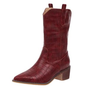 Präglade krokodilmönstrade läder cowboy-ankelboots