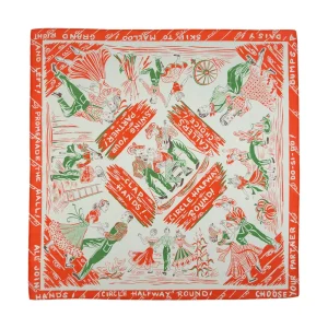 Retro bomullscowboybandana med square dance-tryck