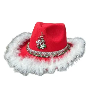 Röd julcowboyhatt med väderkvarn