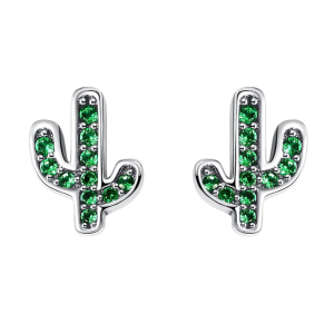 Sterling silver kaktus örhängen med gröna zirkonstenar
