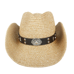 Strå cowboyhatt med stjärnkonchoband