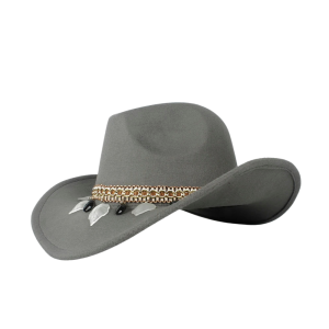 Västerländsk filt cowboyhatt med flätad kedja