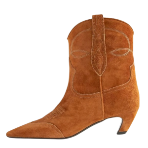 Vintage mocka broderade western ankelboots för kvinnor