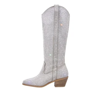 Western cowgirl boots för kvinnor med glittrande strass