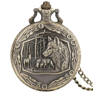 Western wolf design antikt fickur